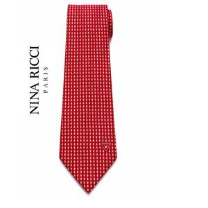 Nina Ricci Paris Silk Tie – Red Geometric Pattern